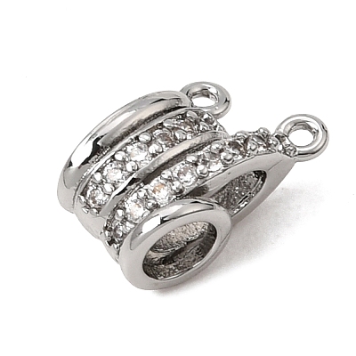 Brass Micro Pave Clear Cubic Zirconia Connector Charms CU-CBA61B8-01P-1