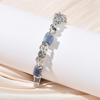 Natural Blue Spot Jasper Link Chain Bracelets for Women BJEW-Z148-06P-05-1