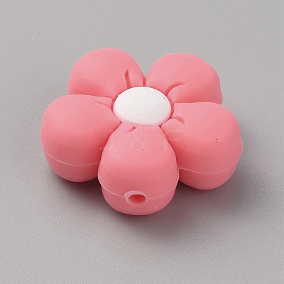 Flower Silicone Beads SIL-WH0010-25-1