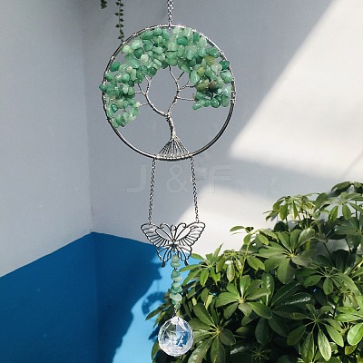 Glass Teardrop Pendant Decoration DJEW-PW0019-05H-1