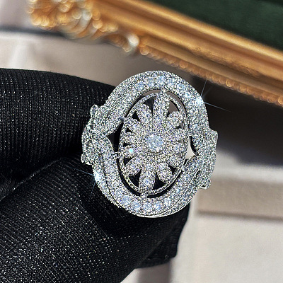 Brass Micro Pave Cubic Zirconia Finger Rings for Women FS-WGE2DD0-02-1