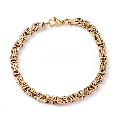 PVD Vacuum Plating 304 Stainless Steel Byzantine Chain Bracelets BJEW-I295-02B-G-1