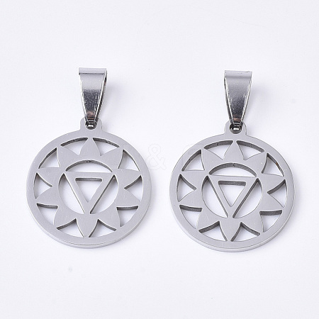 Non-Tarnish Chakra Theme 201 Stainless Steel Pendants STAS-N089-51P-1