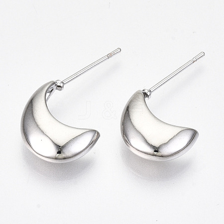 Brass Half Hoop Earrings KK-R117-035P-NF-1