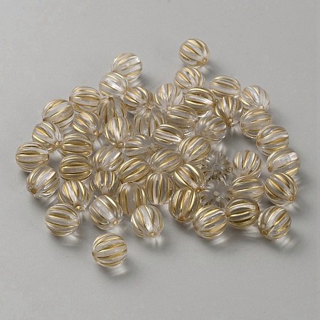 Transparent Acrylic Golden Metal Enlaced Beads OACR-WH0028-31A-1