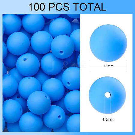 100Pcs Silicone Beads Round Rubber Bead 15MM Loose Spacer Beads for DIY Supplies Jewelry Keychain Making JX446A-1
