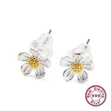 Two Tone 999 Fine Silver Stud Earrings STER-P052-A01-S-1