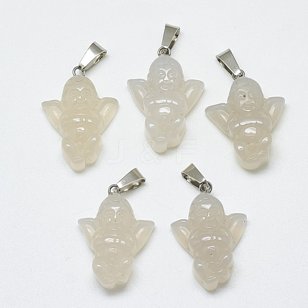 Natural White Agate Pendants G-T122-11A-1