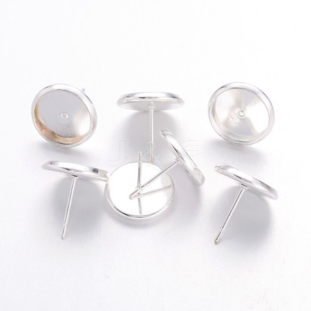 Silver Color Plated Brass Earring Settings X-IFIN-Q006-10mm-S-NF-1