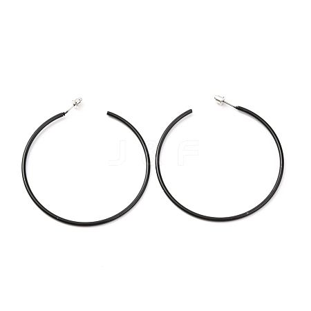 Tarnish Resistant Baking Paint 201 Stainless Steel Half Hoop Earrings EJEW-P185-A01-03-1