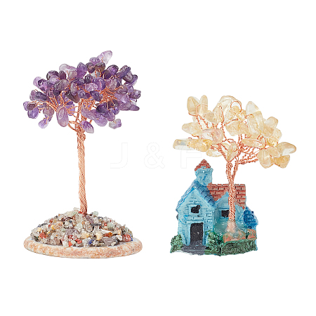2Pcs 2 Style Money Tree Display Decorations DJEW-FH0001-05-1