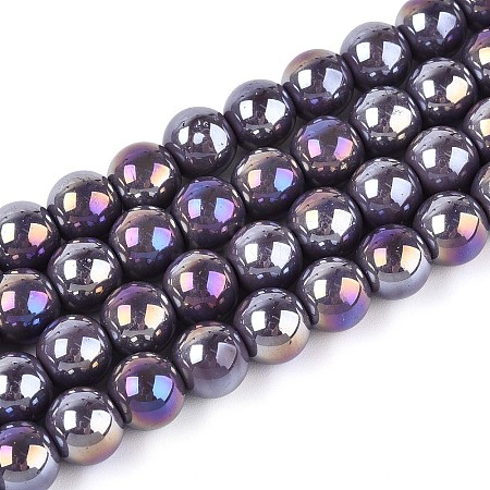 Electroplate Opaque Glass Beads Strands GLAA-T032-P8mm-AB15-1
