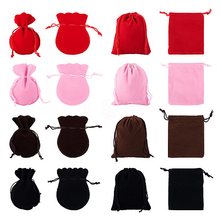 24Pcs 8 Styles Gourd & Rectangle Velvet Drawstring Packing Bags TP-TA0001-07A-1