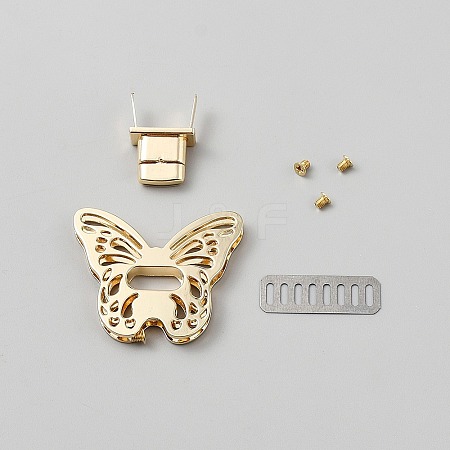 Zinc Alloy Butterfly Bag Twist Lock Accessories FIND-WH0441-46A-1