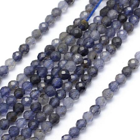 Natural Cordierite/Iolite/Dichroite Beads Strands G-E411-39-3mm-1
