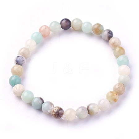 Natural Flower Amazonite Beads Stretch Bracelets BJEW-F380-01-A09-1