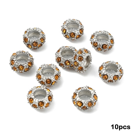 10Pcs Alloy Rhinestone European Beads CPDL-YW0001-02A-1