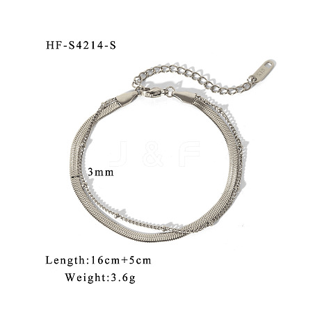 Double Layer Stainless Steel Snake Chain Anklets WG0E2ED-04-1