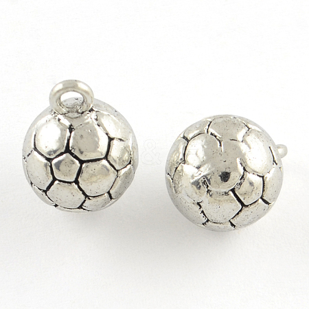 Sports Theme Tibetan Style FootBall/Soccer Ball Alloy Charms X-TIBEP-Q054-24AS-RS-1