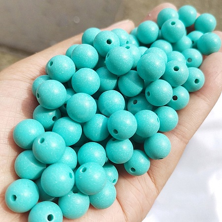 Acrylic Frosted Round Beads FACR-WH0001-06A-17-1