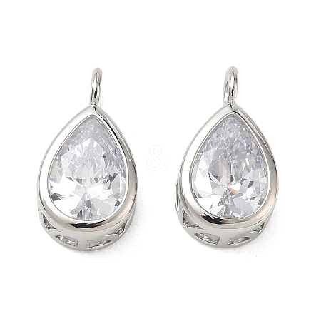 Brass Pave Clear Cubic Zirconia Pendants CU-CBA42CA-04D-P-1
