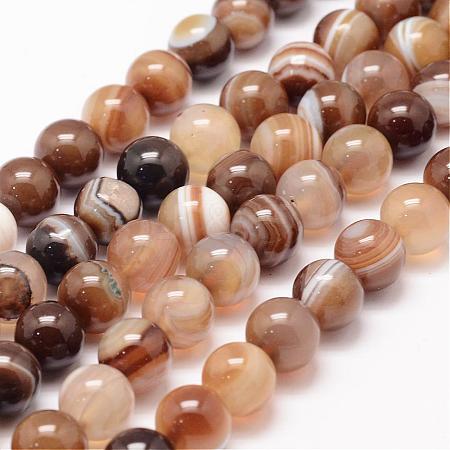 Natural Striped Agate/Banded Agate Bead Strands G-K155-A-10mm-14-1