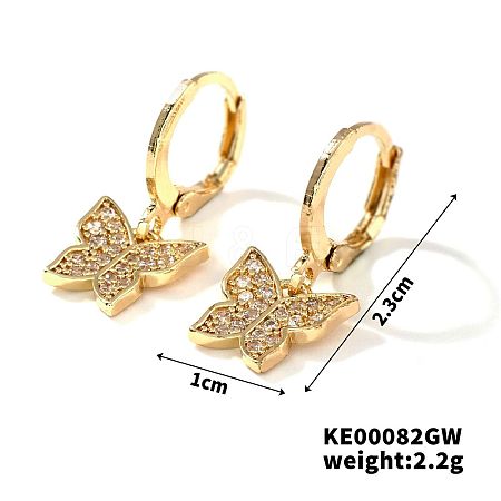 Elegant Japanese Style Copper & Zircon & Diamond Hoop Earrings HY8842-5-1