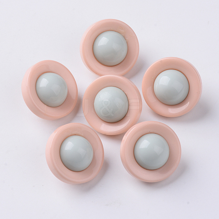  Jewelry Beads Findings Opaque Acrylic Hair Findings, Two Tone, Flat Round, Aquamarine, 20x13~14mm, Hole: 3.5mm