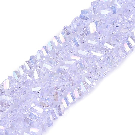 Electroplate Transparent Glass Beads Strands EGLA-Q139-01A-A23-1