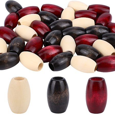 60Pcs 3 Colors Wood Beads WOOD-ME0001-10-1