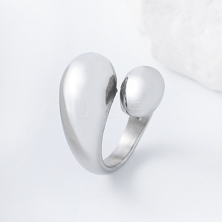 304 Stainless Steel Cuff Open Rings for Women AP0200-3-1