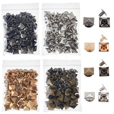 200Sets 4 Colors Brass with Iron Flat Square Rivets FIND-FH0011-33A-1