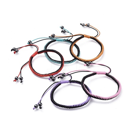 Adjustable Waxed Polyester Cord Braided Bracelets BJEW-JB04600-1