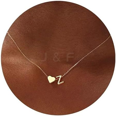 Simple Style Adjustable 316L Surgical Stainless Steel Heart and Initial Pendant Necklaces for Women WG95AEF-26-1