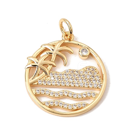 Brass Micro Pave Clear Cubic Zirconia Pendants CU-CBA6344-02G-1