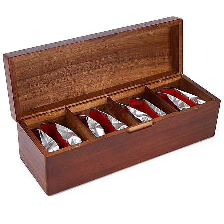 4 Grids Wooden drawer-Style Storage Boxes for Tea Bag CON-WH0088-48A-1