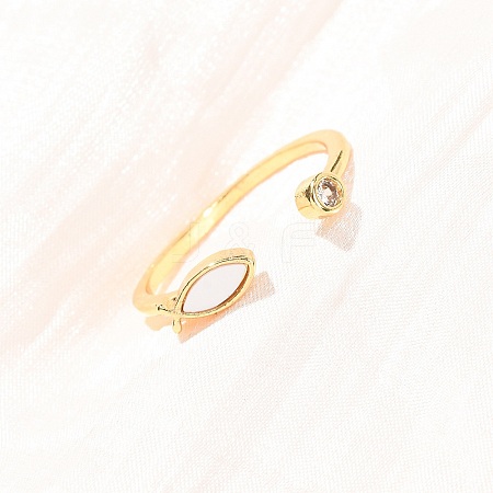 Brass Micro Pave Cubic Zirconia Cuff Rings for Women RJEW-K309-39D-G-1