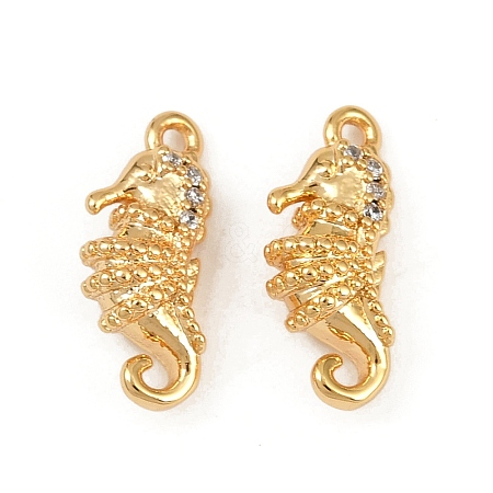 Ocean Theme Brass Micro Pave Cubic Zirconia Charms KK-F902-08B-G-1