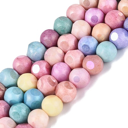Ombre Effect Dyed Electroplate Opaque Glass Beads Strands EGLA-Q130-01A-1