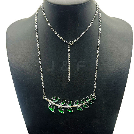 Leaf Alloy Enamel Pendant Necklaces for Women FQ2901-1