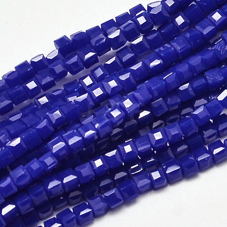 Faceted Cube Glass Beads Strands EGLA-J133-C03-1