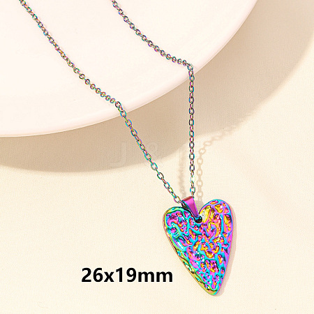 304 Stainless Steel Heart Pendant Necklaces for Men and Women FS-WG1B83F-18-1