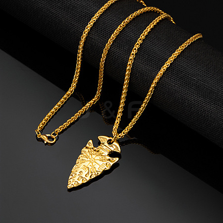 Vintage 304 Stainless Steel Viking Arrowhead Pendant Necklaces for Men WG2716D-03-1