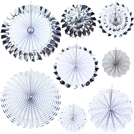 8Pcs Paper Fans Flower for Wedding Birthday Carnival Welcome Party Decorations AJEW-GF0013-45A-1