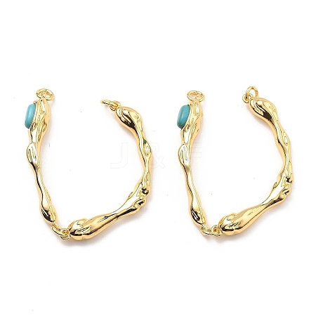 Brass Synthetic Turquoise Toggle Clasps KK-B129-19G-1