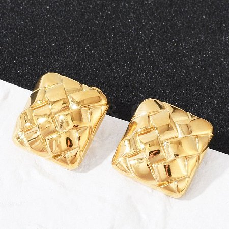 304 Stainless Steel Textured Stud Earrings EJEW-G423-28C-G-1