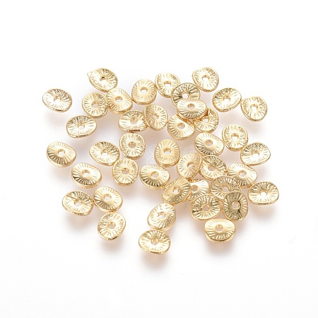 Oval Alloy Wavy Spacer Beads PALLOY-M173-01G-1