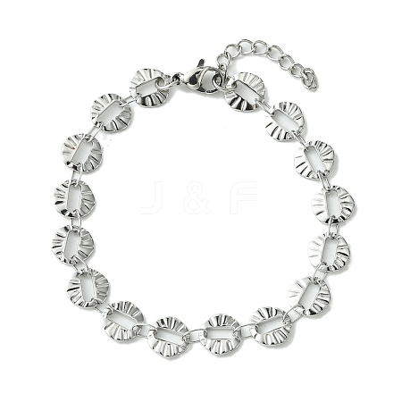 Non-Tarnish 304 Stainless Steel Round Link Bracelets for Women BJEW-A007-01P-1