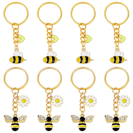 DICOSMETIC 8Pcs 2 Style Alloy & Brass Enamel Keychains KEYC-DC0001-14-1