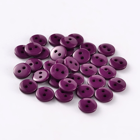 2-Hole Flat Round Resin Sewing Buttons for Costume Design BUTT-E119-18L-07-1